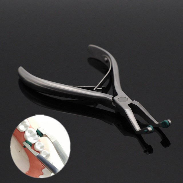 Dental Crown Plier With Green Rubber Tipped Stainless Steel Crown