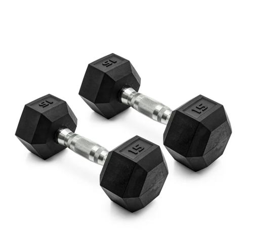 CAP Barbell, 15lb Coated Rubber Hex Dumbbell, Pair - Picture 1 of 6