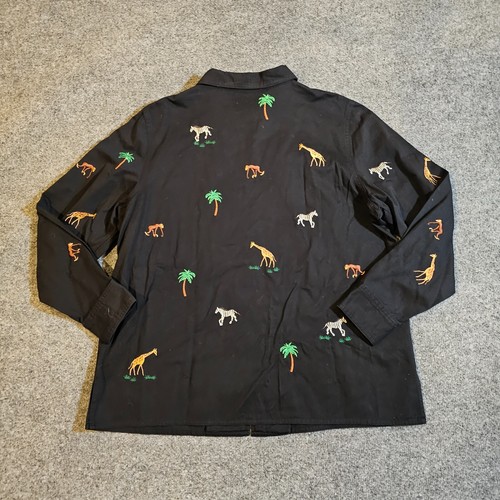 Quacker Factory Jacket Women Large Black Zebra Safari Jungle Rhinestone Full Zip - Picture 9 of 10