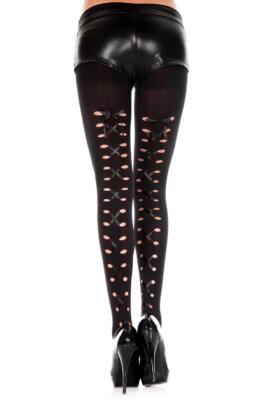 NEW sexy MUSIC LEGS back LACING lace UP opaque PANTYHOSE tights STOCKINGS nylons