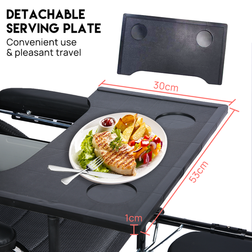 24" Lightweight Foldable Wheelchair 6-Level Recline w/ Dining table Safety Belt - Picture 11 of 18