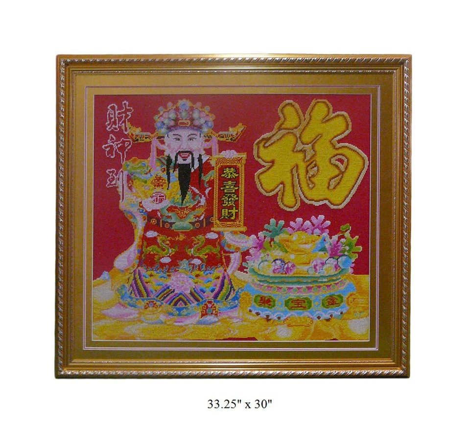 Figura de Dios de la Fortuna Fok Chino Gráfico Decoración de Pared cs575 Foto 4 de 4