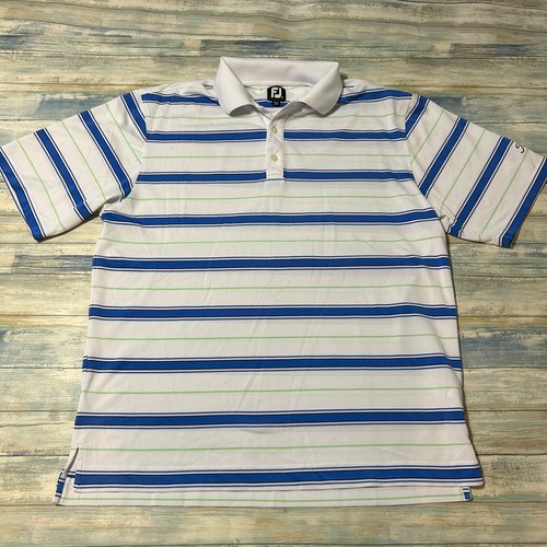 FootJoy Titleist Golf Poloshirt Herren XL Extra Large gestreift weiß blau grün