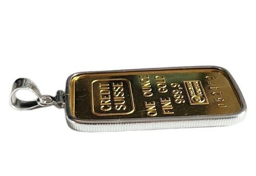 Sterling silver screw top Bezel frame For 1 oz ounce Credit Suisse Gold Bar - Picture 2 of 3