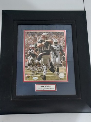Placa firmada y enmarcada por Wes Welker de la NFL, New England Patriots, Gridiron Athletics - Imagen 1 de 5