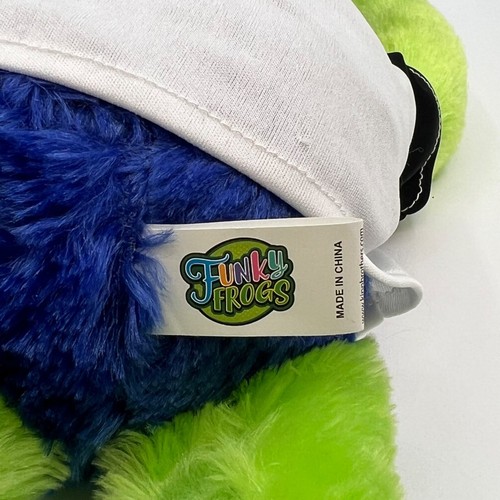 Funky Frogs Blue & Green Frog Plush "I'll Be in the Garage w/ My Dad" w/ Tag - Picture 6 of 7