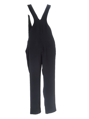 TOPSHOP WOMENS JUMPSUIT SIZE 12 BLACK TAPERED LEG DUNGAREES POCKETS BACK ZIP - Picture 7 of 23