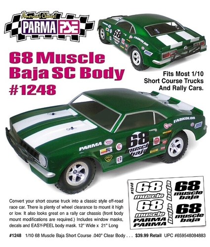#1248 - 1/10 PARMA 68 Muscle Baja Kurzlauf Klar RC SLASH Drag Racing Body - Bild 2 von 2