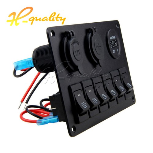 Waterproof 12V 6 GANG LED Switch Panel ON-OFF Rocker for Car Boat Marine - Picture 8 of 10