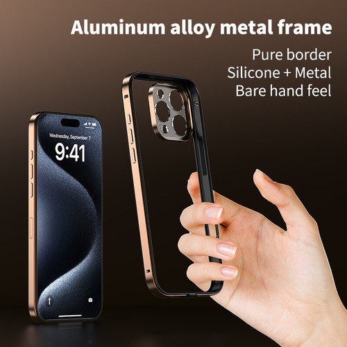 Handyrahmen + Glas für iPhone 16 15 Pro Max 14 13 Aluminiumlegierung Silikon Hülle - Bild 7 von 22