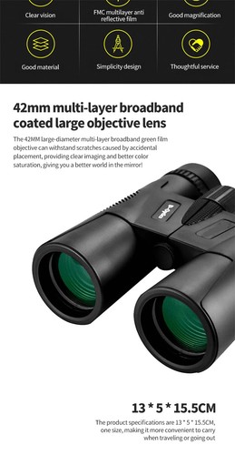 12x42 Professional Binoculars Telescope Roof Prism Powerful Binoculars Camping - Picture 9 of 23