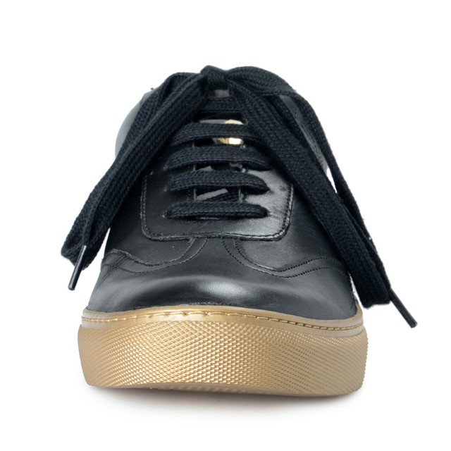 black leather fashion sneakers
