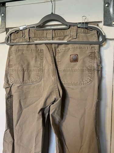 Carhartt Carpenter Pants Men 34x30 Khaki Workwear Stains Holes Grunge Distressed - Picture 6 of 6