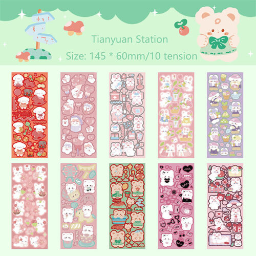 10PCS Kawaii Korean Deco Sticker Pack Cute Colorful Cartoon Designs Sparkling - Picture 14 of 17