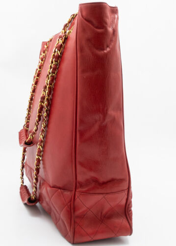 CHANEL TOTE BAG CHAIN SHOULDER BAG 255 TASCHE SCHULTERTASCHE MATTELASSE XL ROT - Bild 5 von 19