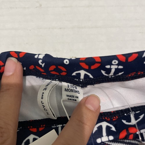 Janie and Jack Jungen UPF 50+ Anker Print Badehose rot weiß blau 3-6m Neu mit Etikett - Bild 2 von 4