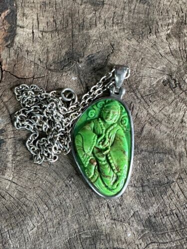 Old Green Turquoise Pendant in Silver Antique Mount …a beautiful and unique coll - Picture 5 of 11