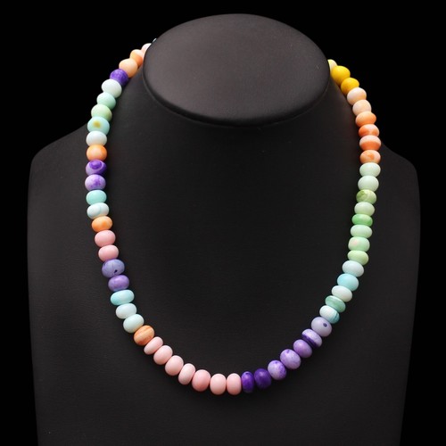 Hermoso Collar Multicolor Ópalo Caramelo - Cuentas Rondelle 8-9mm - Regalo Para Mujer - Imagen 2 de 8
