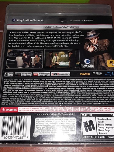 L.A. Noire w/ Badge Persuit Challenge Packet (Sony PlayStation 3, 2011) - Picture 3 of 3