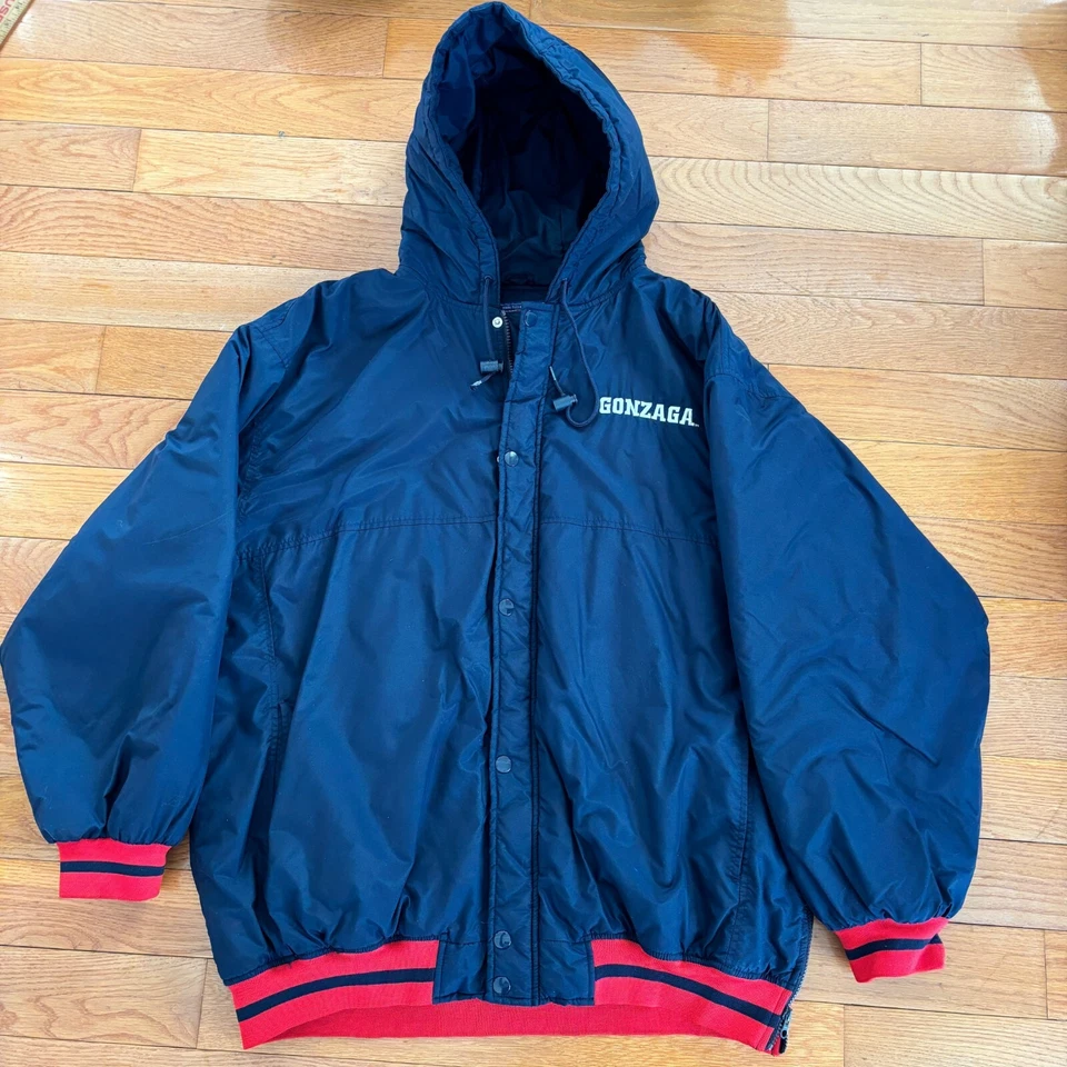 Chaqueta Vintage Champs Gonzaga Bulldogs Para Hombre XL NCAA Cremallera Completa Bordada Nylon Foto 2 de 4