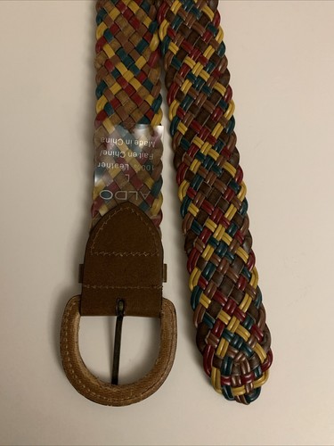 Aldo Colorful Braided Belt Genuine Leather Women's Size Large 38” - Picture 13 of 13
