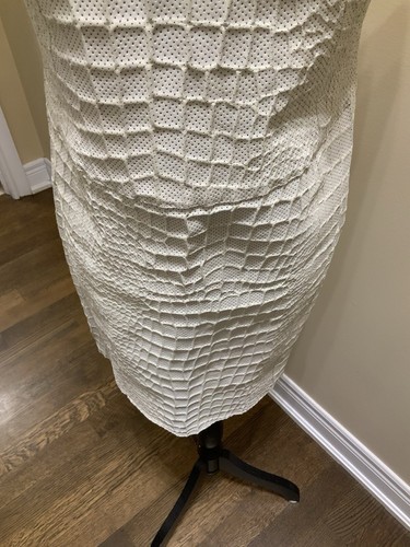 DROME FARFETCH Croc Stamped V Neck Pelle Leather Dress Sleeveless White SZ Med - Picture 12 of 20