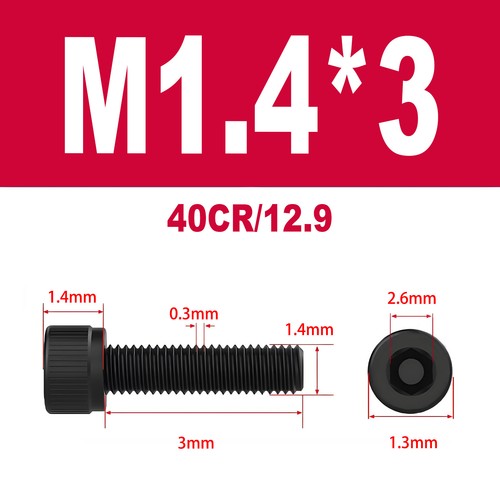 DIN912 12.9 legierter Stahl Zylinderschrauben Innensechskant M1.4-M3 - Bild 7 von 115