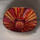 Pier 1 Decoratve Art Glass Bowl Red Gold Starburst Italy