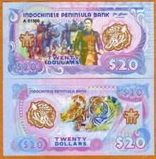 Indochinese Peninsula, $20, 2021, Clear Window Polymer, UNC Battle, Tiger