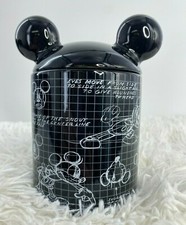 Disney Mickey Mouse Sketchbook Canister Cotton Balls Swabs Jar Black Ceramic