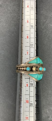 Anillo Zuni Vintage Plata Esterlina y Turquesa Nativo Americano Talla 8 Firmado RL - Imagen 16 de 18