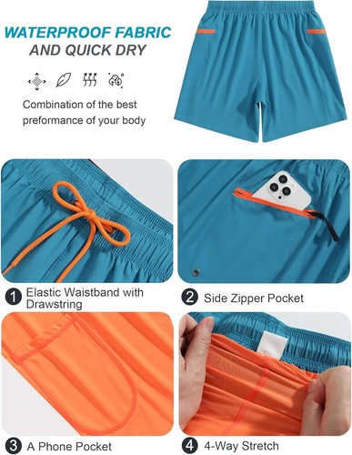 7-Inch Men's Swim Trunks Quick-Dry Shorts with Compression Liner Zipper Pockets - Picture 51 of 74