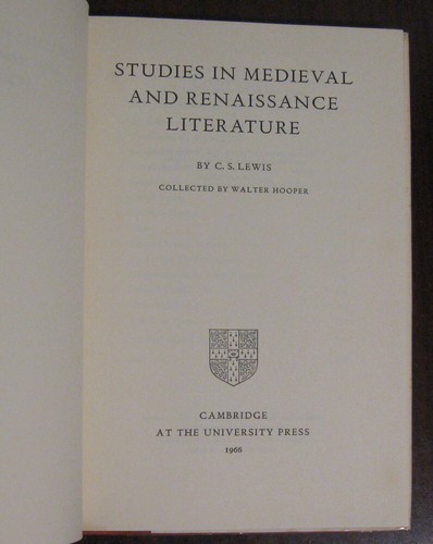Studies in Medieval & Renaissance Literature by C.S. Lewis Cambridge 1966 HB DJ - Picture 5 of 10