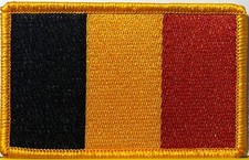 BELGIUM Flag Patch With Hook  Loop Fastener Military Gold Emblem 9