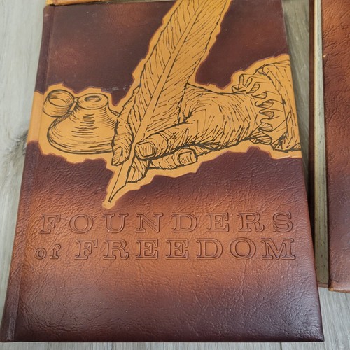 Vtg 4 Mission Leather Bound Books Founders Freedom Ocean World Living Tomorrow - Picture 12 of 16