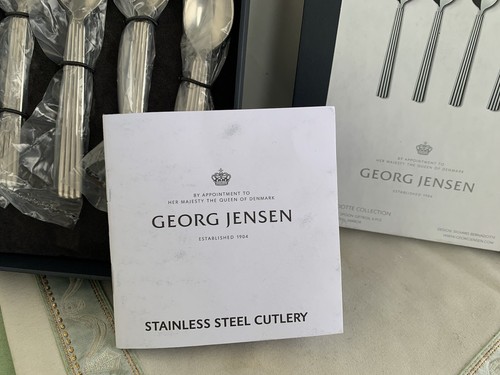 4 Georg Jensen Kaffee / Tee-Löffel Dekor Benadotte Collection, Stainless Steel - Bild 4 von 12