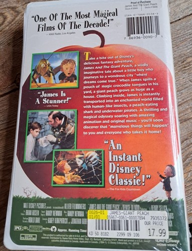 Walt Disney Pictures James and the Giant Peach VHS Clamshell NEW SEALED - Picture 8 of 9
