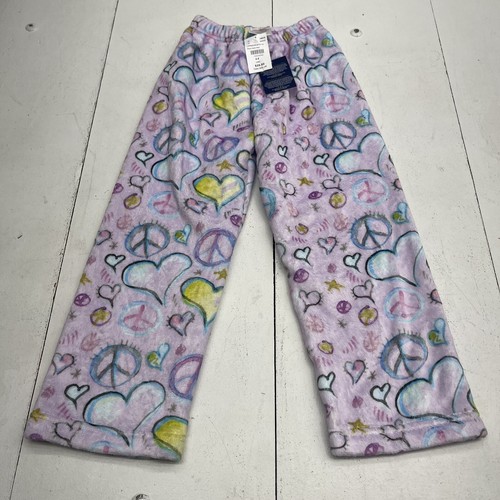 Heartbreaker Purple Peace Heart Fleece Pajama Pants Youth Girls Size 4/5 - Picture 1 of 7