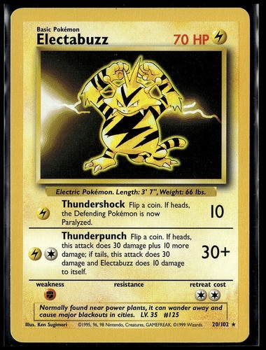 Electabuzz 020/102 Base Set Regular - Picture 1 of 2