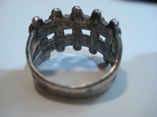 Vtg Southwest Bell Trading Post Sterling Silver Petit Point Ring sz 5.5 Signed - Foto 6 di 7