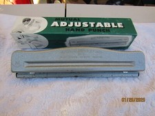 Vintage MUTUAL Hand Paper PUNCH #20 Adjustable 2 or 3 Hole ~ USA with Box