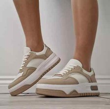 WOMENS PLATFORM LACE UP RETRO FASHION TRAINERS SNEAKERS PUMPS SHOES SIZES 3-8