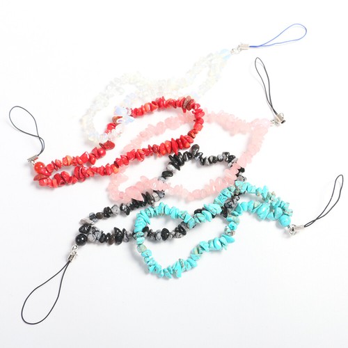 Mobile Phone Strap Charm Beads Chain Crushed Crystal Stone Anti-Lost Lanyard - Photo 6 sur 19