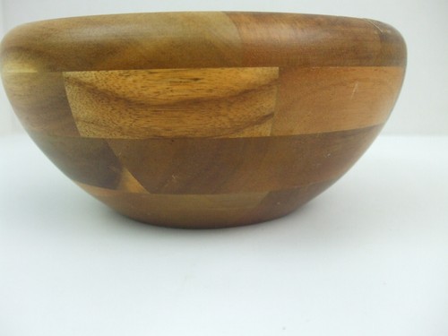 Olive & Thyme Mango Wood Serving Bowl Round Natural Grain Finish Brown Shades 7" - Picture 6 of 8