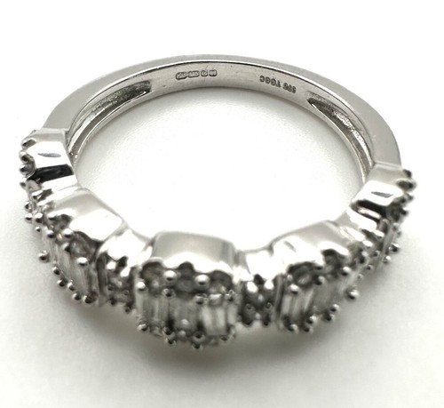 9ct White Gold Diamond Ring 9K White Gold Diamond Statement Ring Gift For Her - Picture 3 of 24