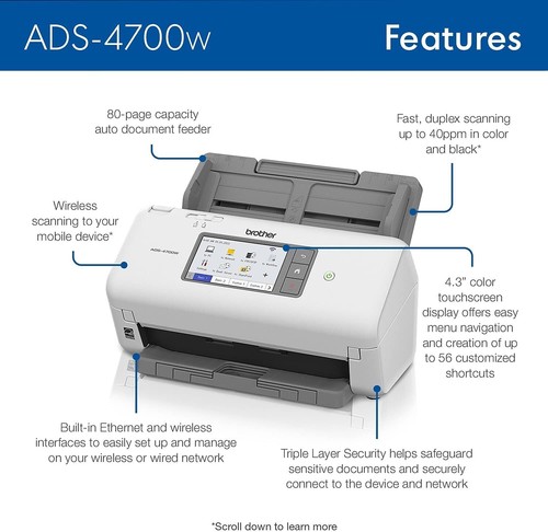 Brother ADS-4700W Duplex Dokumentenscanner - Neu - Bild 2 von 4