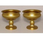 Compote Bowl 6"D 5.5"Hi Set/2 Gold Finish Aluminum Pedestal Ribbed FREE SHIPPING