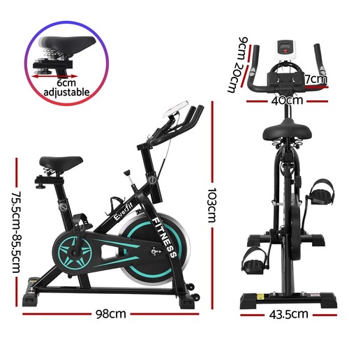 Everfit Spin Bike Exercise Bike 10kg Flywheel Fitness Home Gym 150kg capacity - Picture 3 of 9
