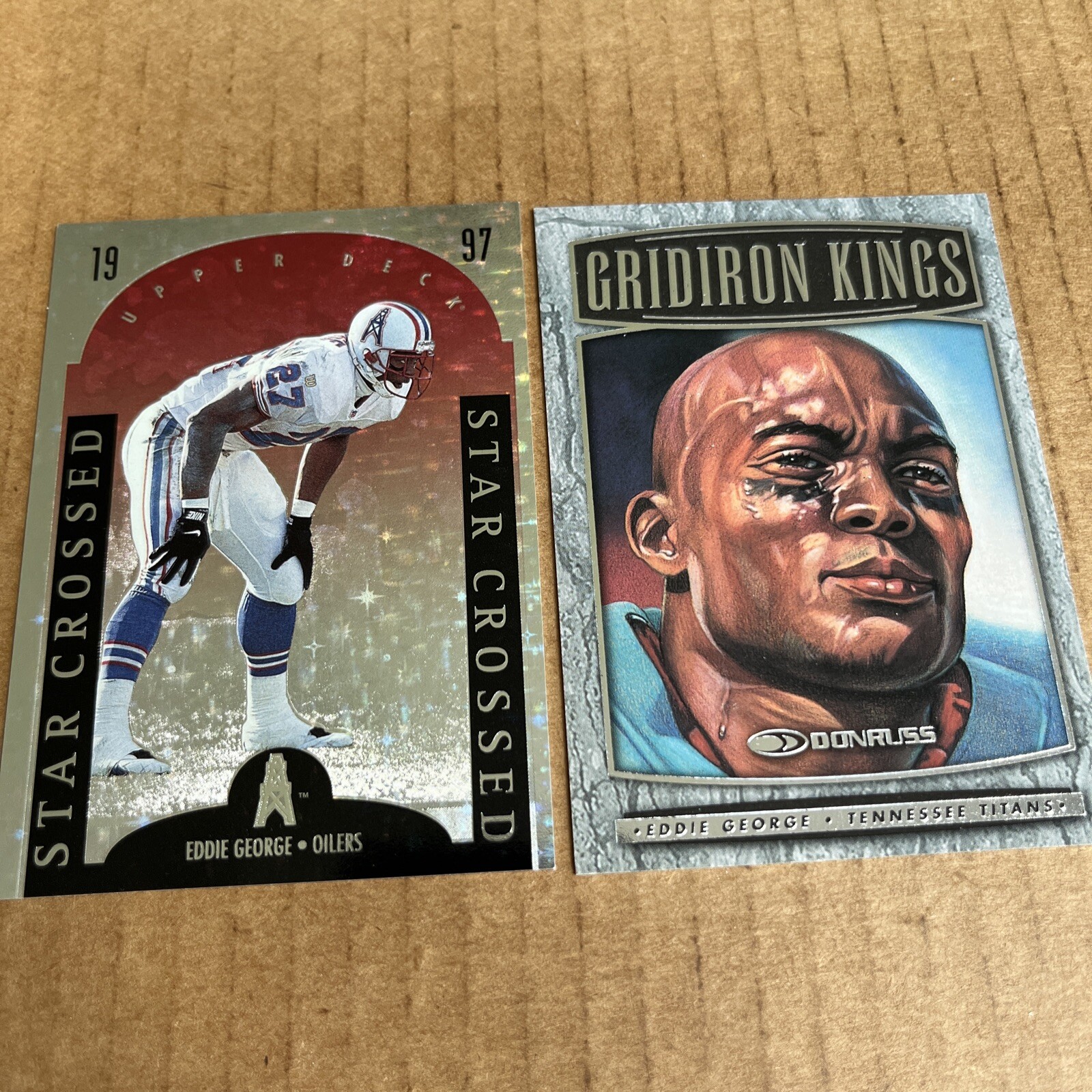 EDDIE GEORGE 1997 UD Star Crossed #SC7 & 1999 Gridiron Kings SP #GK10 Cards (q)