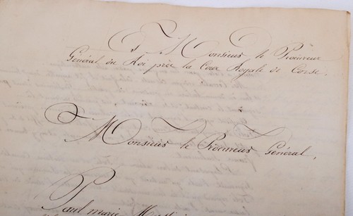 Original Manuscript On Generalstaatsanwalt From Corsica 1831 Salvatore Viale ? - Picture 2 of 11